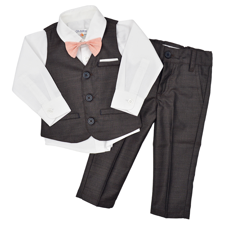Two Piece Tailored Suit Pants With Vest Coat In Cappuccino