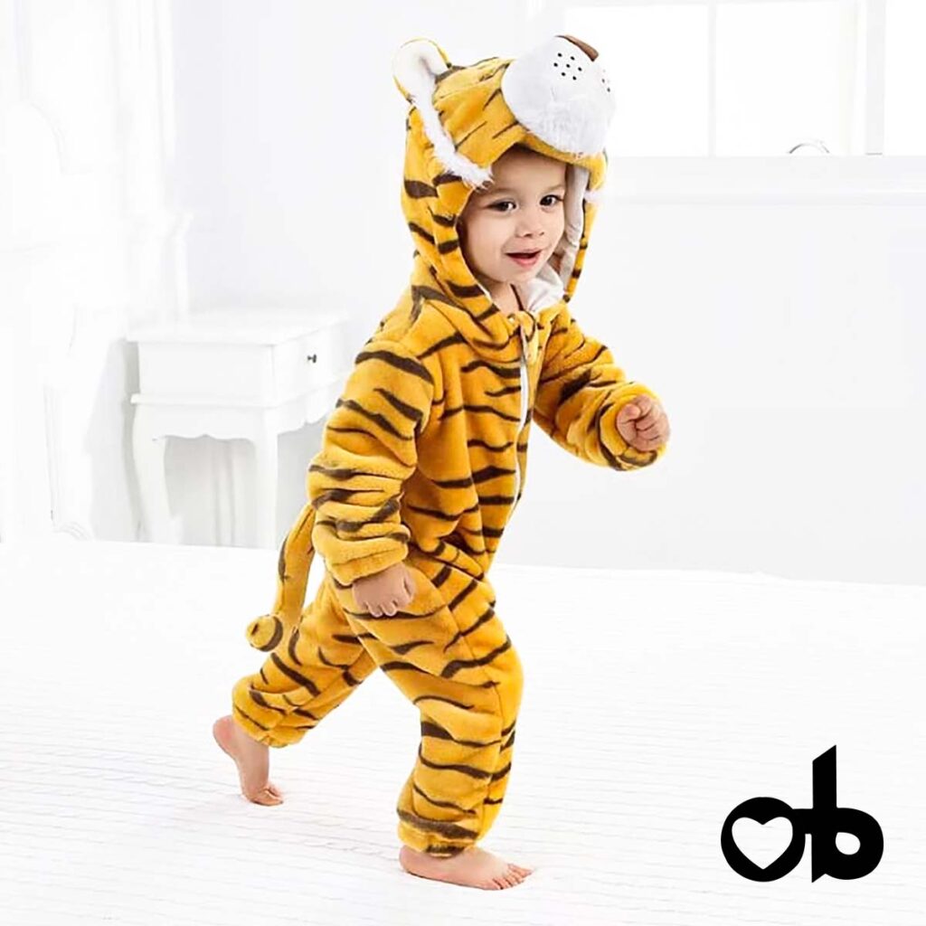 Orange Babygrow with cap - Tiger - ohbaby