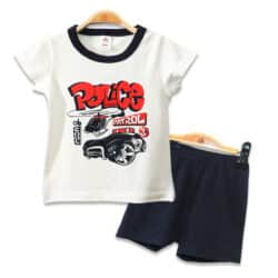 T- Shirt Set “Police Patrol” – Ecru & Navy
