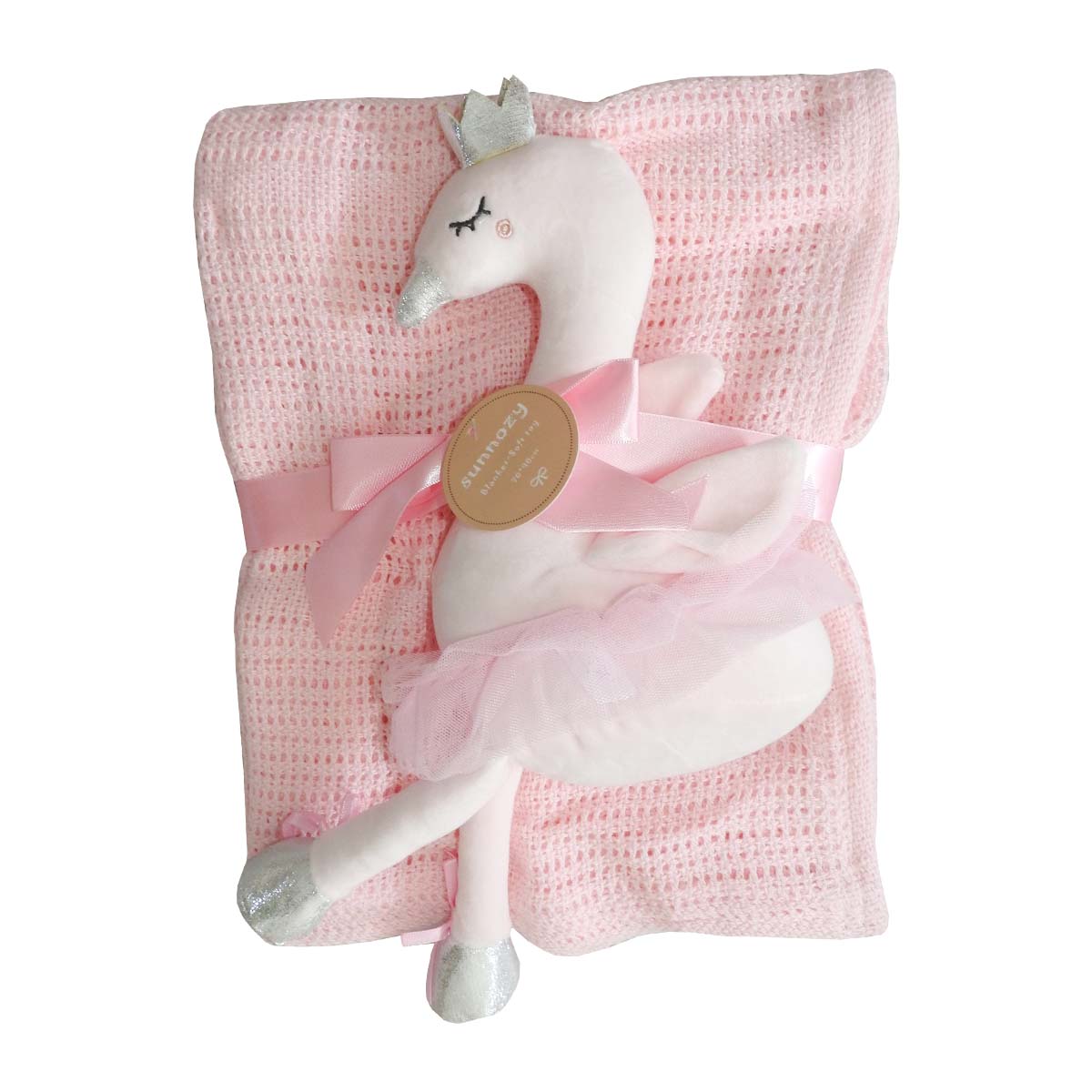 Plush Blanket Swan Pink ohbaby